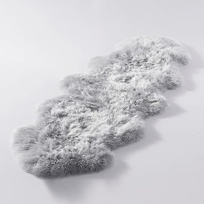 HUAHOO Premium Genuine Sheepskin Rug Grey Real Australia Sheepskin Natural Luxury Fluffy Lambskin Fur Area Rug for Kids Bedroom Sofa Chair Cover Pets Dogs Mat Double Pelt/2' x 6' Silver Grey