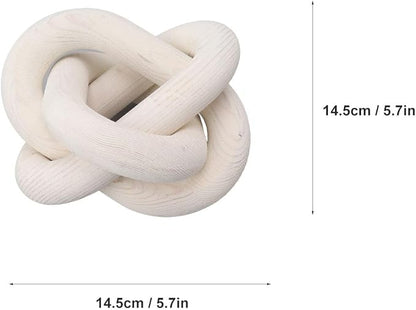 Wood Knot Decor, 3-Link Wood Chain Link Decor Boho Wooden Ornaments Small White Coffee Table Decoration for Bookcase Coffee Table Living Room