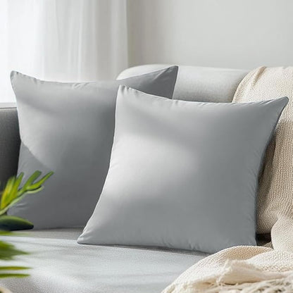 QUORGVES Light Grey Velvet Pillow Covers 20x20 Inch Set of 2, Soft Solid Decorative Square Throw Pillow Covers, Decor Cushion Covers for Bed Sofa Couch Bedroom Living Room - Light Gray