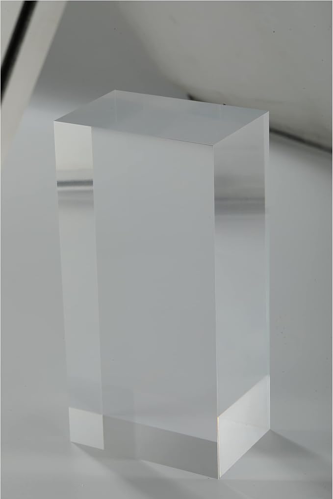 CiaoHER 2in Thickness Solid Acrylic Cube Display Block Clear Polished Pedestal Stand Riser Solid Base 2" x 3" x 6", 1 Pack