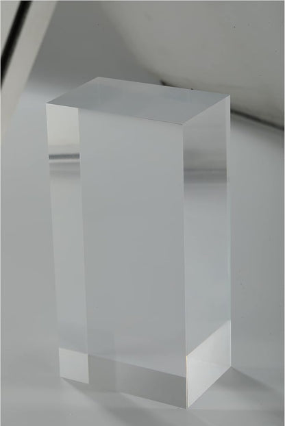CiaoHER 2in Thickness Solid Acrylic Cube Display Block Clear Polished Pedestal Stand Riser Solid Base 2" x 3" x 6", 1 Pack