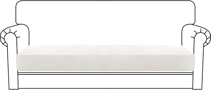 MAXIJIN Velvet Stretch Couch Cushion Covers Soft Sofa Cushion Cover Replacement Sofa Seat Cushion Slipcovers Furniture Protector with Elastic Bottom (1 Piece Sofa Cushion Cover, White)