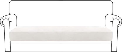 MAXIJIN Velvet Stretch Couch Cushion Covers Soft Sofa Cushion Cover Replacement Sofa Seat Cushion Slipcovers Furniture Protector with Elastic Bottom (1 Piece Sofa Cushion Cover, White)