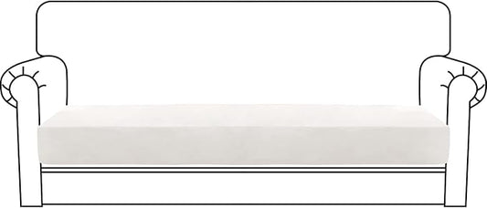 MAXIJIN Velvet Stretch Couch Cushion Covers Soft Sofa Cushion Cover Replacement Sofa Seat Cushion Slipcovers Furniture Protector with Elastic Bottom (1 Piece Sofa Cushion Cover, White)