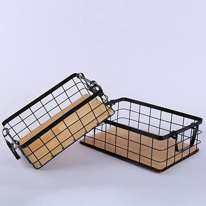 Cabilock Sturdy Iron Wire Basket Decorative Bread Display Basket Handle for Kitchen Home Decor