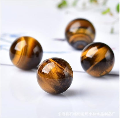 Natural Tiger's Eye Healing Crystal Gemstone Sphere Ball for Reiki Balancing Meditation Energy Home and Office Decoration (4-4.5cm, Tiger's Eye)
