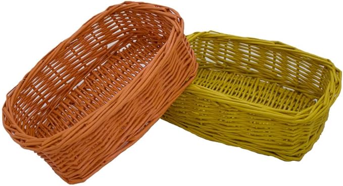 Rectangle Small Wicker Baskets for Sundries 3pcs Storage Bins (Colorful)