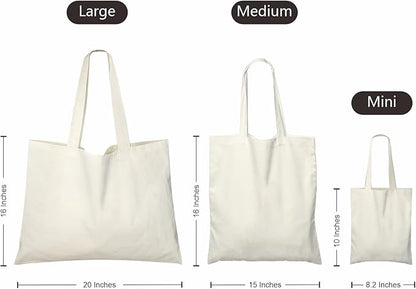NPBAG 15 Pack 20'' X 16'' Large Natural Cotton Tote Bags, Lightweight Blank Bulk Cloth Bags with 1pc of PTFE Teflon Sheet