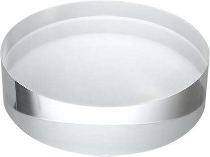 CiaoHER 2in Thickness 7in Diameter Acrylic Disc Display Block Clear Polished Round Pedestal Stand Riser 7" x 2", 1 Pack