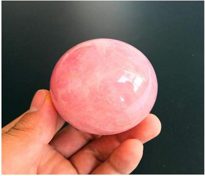 Natural Rose Quartz Healing Crystal Gemstone Sphere Ball for Reiki Balancing Meditation Energy Home and Office Decoration (6-6.5cm, Rose Quartz)