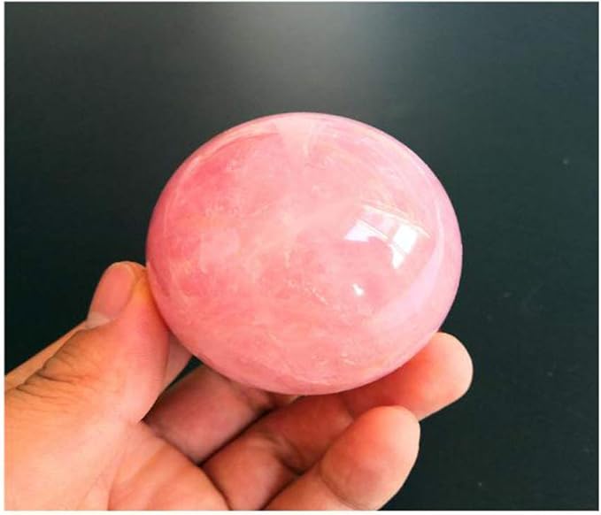 Natural Rose Quartz Healing Crystal Gemstone Sphere Ball for Reiki Balancing Meditation Energy Home and Office Decoration (6.5-7cm, Rose Quartz)