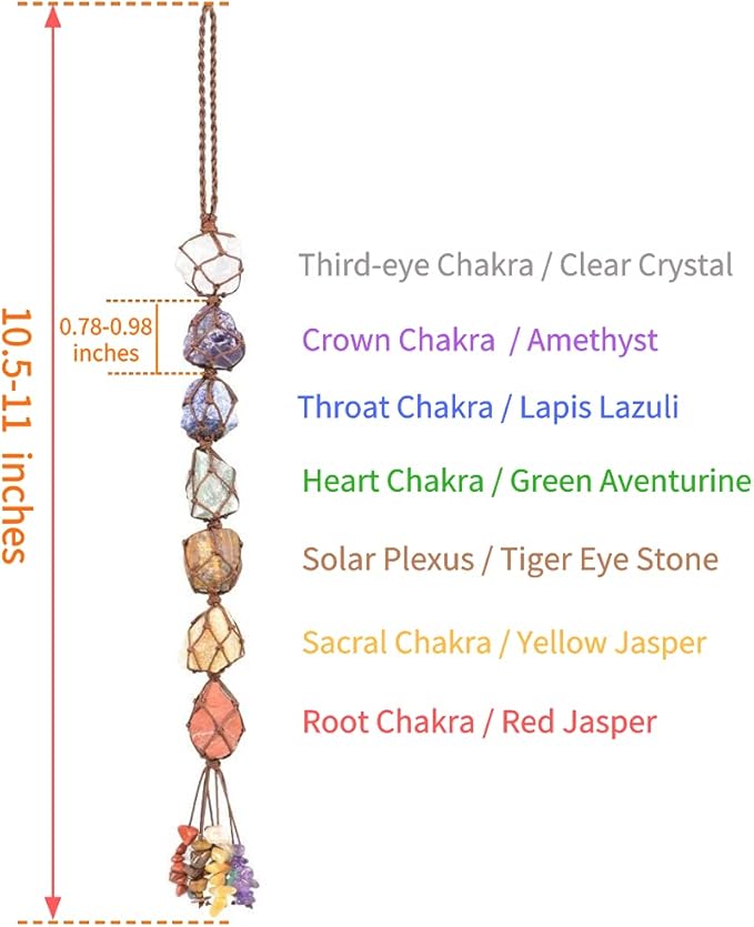 Anjiucc Handmade Hanging Ornaments 7 Chakra Raw Stones Home Decoration Feng Shui Ornament Yoga Meditation car Decoration