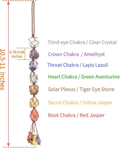 Anjiucc Handmade Hanging Ornaments 7 Chakra Raw Stones Home Decoration Feng Shui Ornament Yoga Meditation car Decoration