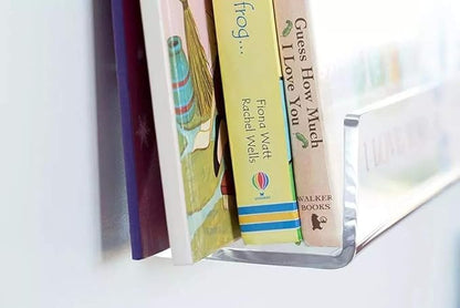 CY craft Clear Acrylic Floating Shelves Display Ledge, 5 MM Thick Wall Mounted Storage Shelf for Kitchen/Bathroom/Office,Invisible Kids Bookshelf and Spice Rack,15 Inch,Set of 4