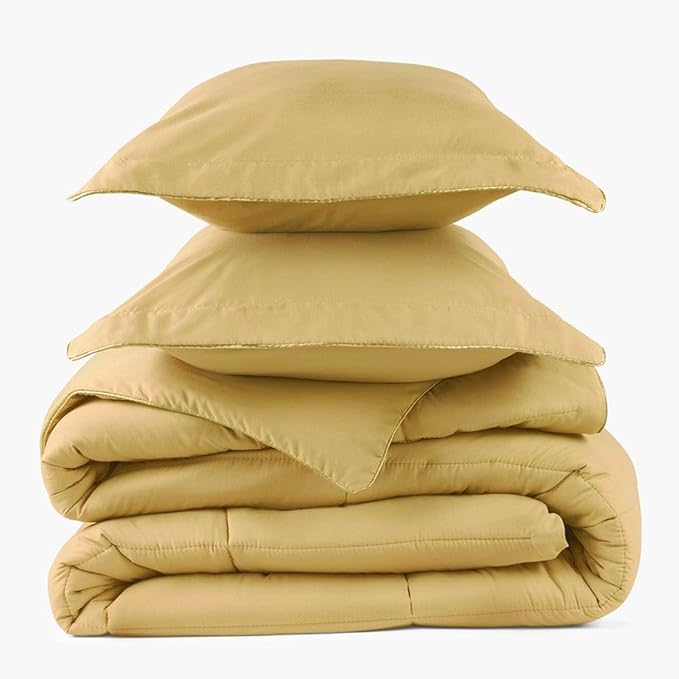 PeachSkinSheets Night Sweats: The Original 1500TC Soft Super King/Cal King Oversized Comforter Set Harvest Gold