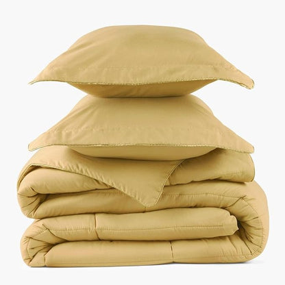 PeachSkinSheets Night Sweats: The Original 1500TC Soft Super King/Cal King Oversized Comforter Set Harvest Gold
