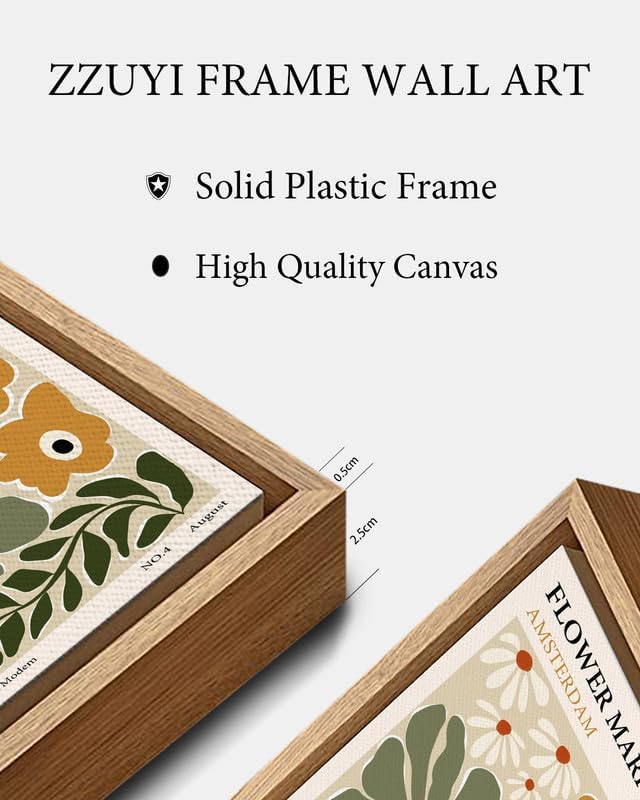 Zzuyi Framed Flower Market Wall Art,Vintage Flower Pictures,Abstract Colorful Flower Painting for Bedroom Living Room Dorm Gallery 12x16 Inch