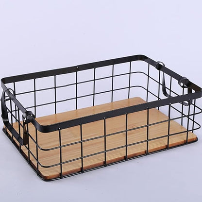 Cabilock Sturdy Iron Wire Basket Decorative Bread Display Basket Handle for Kitchen Home Decor