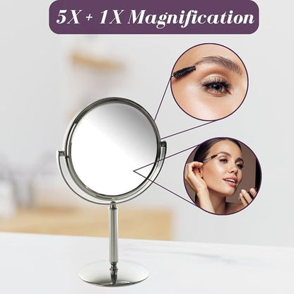 Small 5X Magnifying Mirror - 5.5" Makeup Mirror in Chrome Finish - Model MC105C