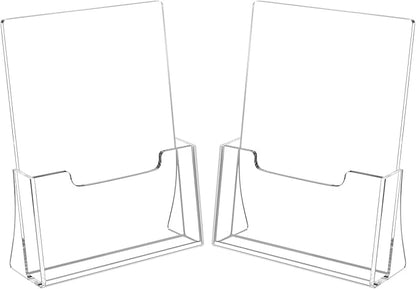 HIIMIEI Brochure Holder 8.5 x 11 inches, Acrylic Flyer Holder with 2 Pack, Plastic Stands for Displaying Magazines, Pamphlets, Literature, Brochures, Booklets, Menu
