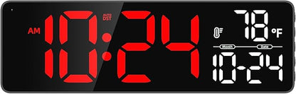 Large LED Digital Wall Clock with Date, Temperature, Auto-Brightness, Auto-DST | Big Digital Clock for Bedroom, Desk, Classroom, Living Room, Kitchen, Office, Gym, Farmhouse, Xmas Gift for Seniors