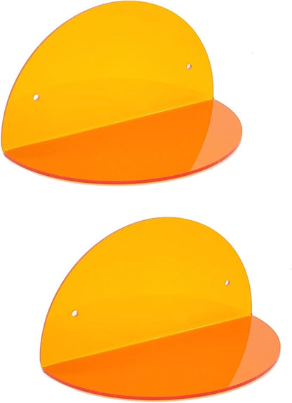 ROYALITA Small Acrylic Shelves Room Decor Floating Shelves (2-Pack, 8-inch Diameter) - Wall Mounted Display Stand for Plants, Toys, Makeup, and More - Ideal for Home and Office, Orange