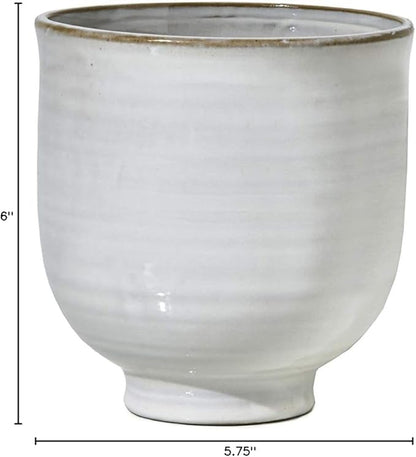 Serene Spaces Living Medium Glazed Ceramic Pedestal Bowl- Centerpiece for Vintage Weddings, Events, Measures 6" Tall and 5.75" Diameter