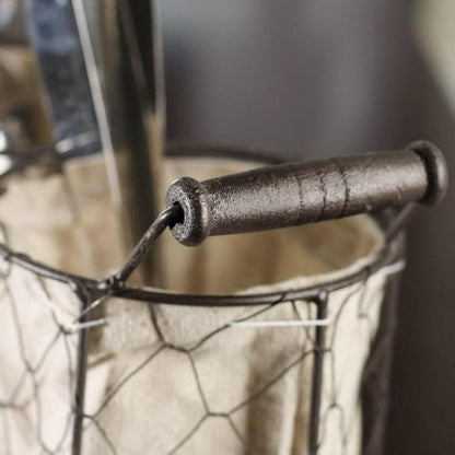 Factory Direct Craft Versatile Brown Chicken Wire Triple Basket with Natural Linen Liner. Use The Small Basket as Cottage, Coastal or Farmhouse Home Decor Organizer.