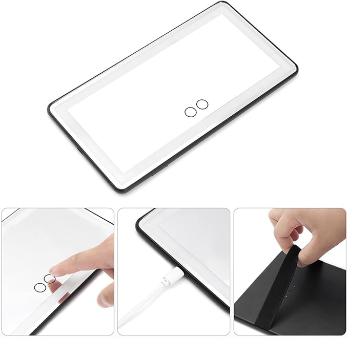 LED Car Sun Visor Vanity Mirror, Dimmable Rechargeable Vehicle Touch Screen Cosmetic Mirror with 3 Light Modes & 60LEDs, Auto Interior Rear View Makeup Accessories, Universal Fit (Black)