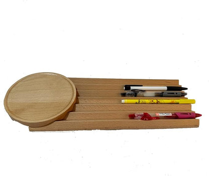 Wooden Desk Organizer, Wave Pen Tray, Fountain Pen & Pencil Organizer