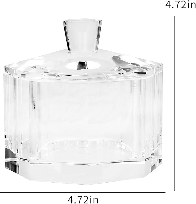 Crystal Candy Dish with Lid Hand-Cut Home Decorative Jewelry Box/Jar W 5" x H 5" with Multi-faceted, Comes With Gift Box
