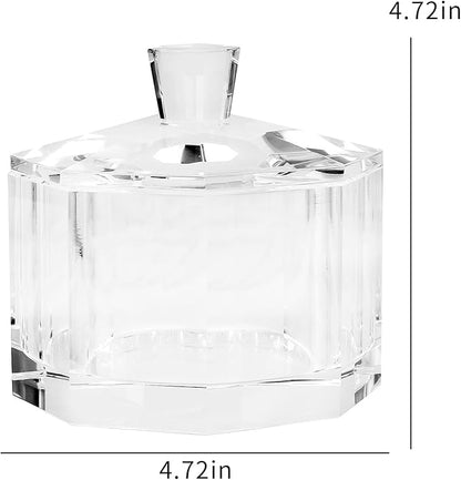 Crystal Candy Dish with Lid Hand-Cut Home Decorative Jewelry Box/Jar W 5" x H 5" with Multi-faceted, Comes With Gift Box
