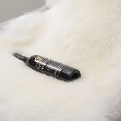 Premium Genuine Fur Sheepskin Rug Real Australia Sheepskin Natural Luxury Fluffy Lambskin Fur Area Rug Seat Covers for Kids Bedroom Sofa Chair Cover (Creamy White, Double Pelt/2ft x 6ft)