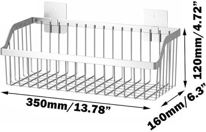 Hanging Kitchen Baskets, Storage Spice Shelf, Wall Mount Storage Baskets, SUS304 Stainless Steel Basket for Kitchen, Bathroom, Storage, 4 Pack, L 11.8Inch, D 6.3Inch, H 4.75Inch