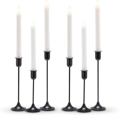Black Taper Candle Holder 6 PCS Candlestick Holders, Vintage Candle Stick Holder, Modern Decorative Table Centerpiece, Cozy Atmosphere for Home Decor, Wedding, Candlelit Dinner Party