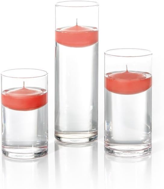 yummi Set of 18 Floating Candles and Cylinder Vases - Brick
