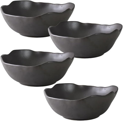 Serene Spaces Living Ceramic Collection of Plates, Bowls, Vases- Dinnerware, Centerpiece for Vintage Weddings, Events (Black - XXL - Pack of 4)
