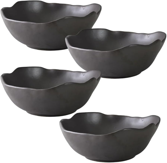 Serene Spaces Living Ceramic Collection of Plates, Bowls, Vases- Dinnerware, Centerpiece for Vintage Weddings, Events (Black - XXL - Pack of 4)