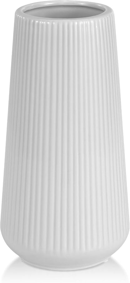 Grey Ceramic Vase, GUKJOB Small Cute Flower Vase for Pampas Grass, Home, Living Room, Dining Table, Farmhouse, Office Decor, Bedroom, Table, and Kitchen Shelf (Grey)