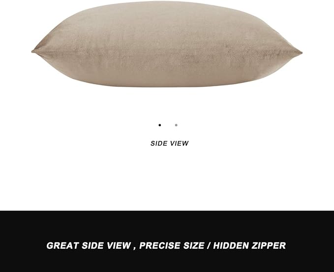 GIGIZAZA Velvet Taupe Decorative Throw Pillow Covers Couch Pillow Lumbar Cushion Cover 12x20 Pack of 2