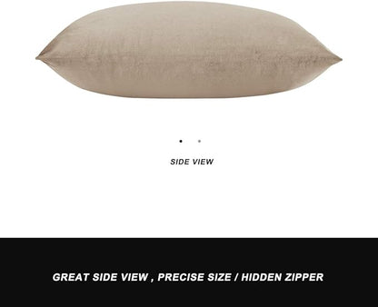 GIGIZAZA Velvet Taupe Decorative Throw Pillow Covers Couch Pillow Lumbar Cushion Cover 12x20 Pack of 2