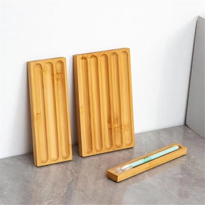 Pen holder Organizer of Office desks,Walnut Desk Pen Stand,Wave Pen Tray Accessory,Teacher Gifts,Suitable for School,Home,Desktop Art Accessories (Log, 3 Grid)