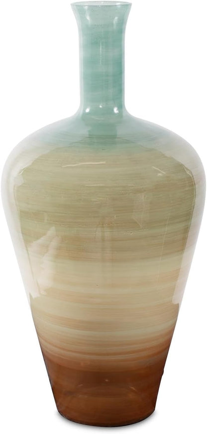 Howard Elliott Multicolor Capri Stripe Glass Bottle Vase for Flowers, Modern Abstract Design Decorative Bottle Vase for Weddings, Floral Arrangements & Decoration, Tall, 23.5 x 12 x 12 Inch