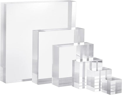 CiaoHER 2in Thickness Solid Acrylic Cube Display Block Clear Polished Pedestal Stand Riser Solid Base 2" x 4" x 6", 1 Pack