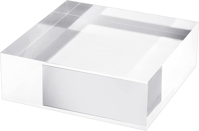CiaoHER 2in Thickness Solid Acrylic Cube Display Block Clear Polished Pedestal Stand Riser Solid Base 2'' x 6" x 6", 1 Pack