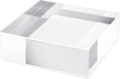 CiaoHER 2in Thickness Solid Acrylic Cube Display Block Clear Polished Pedestal Stand Riser Solid Base 2'' x 6" x 6", 1 Pack