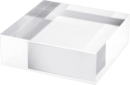 CiaoHER 2in Thickness Solid Acrylic Cube Display Block Clear Polished Pedestal Stand Riser Solid Base 2'' x 6" x 6", 1 Pack