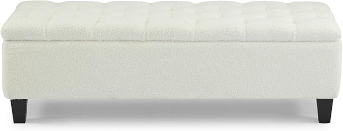 Ottoman Bench with Storage, Beige