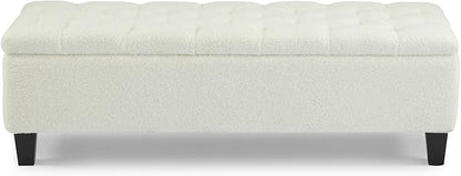 Ottoman Bench with Storage, Beige