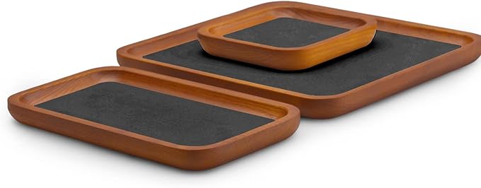 Solid Wood Jewelry Display Flat Tray for Rings Earrings Necklace Bracelet, Jewelry Photograph Display(Grey,L)